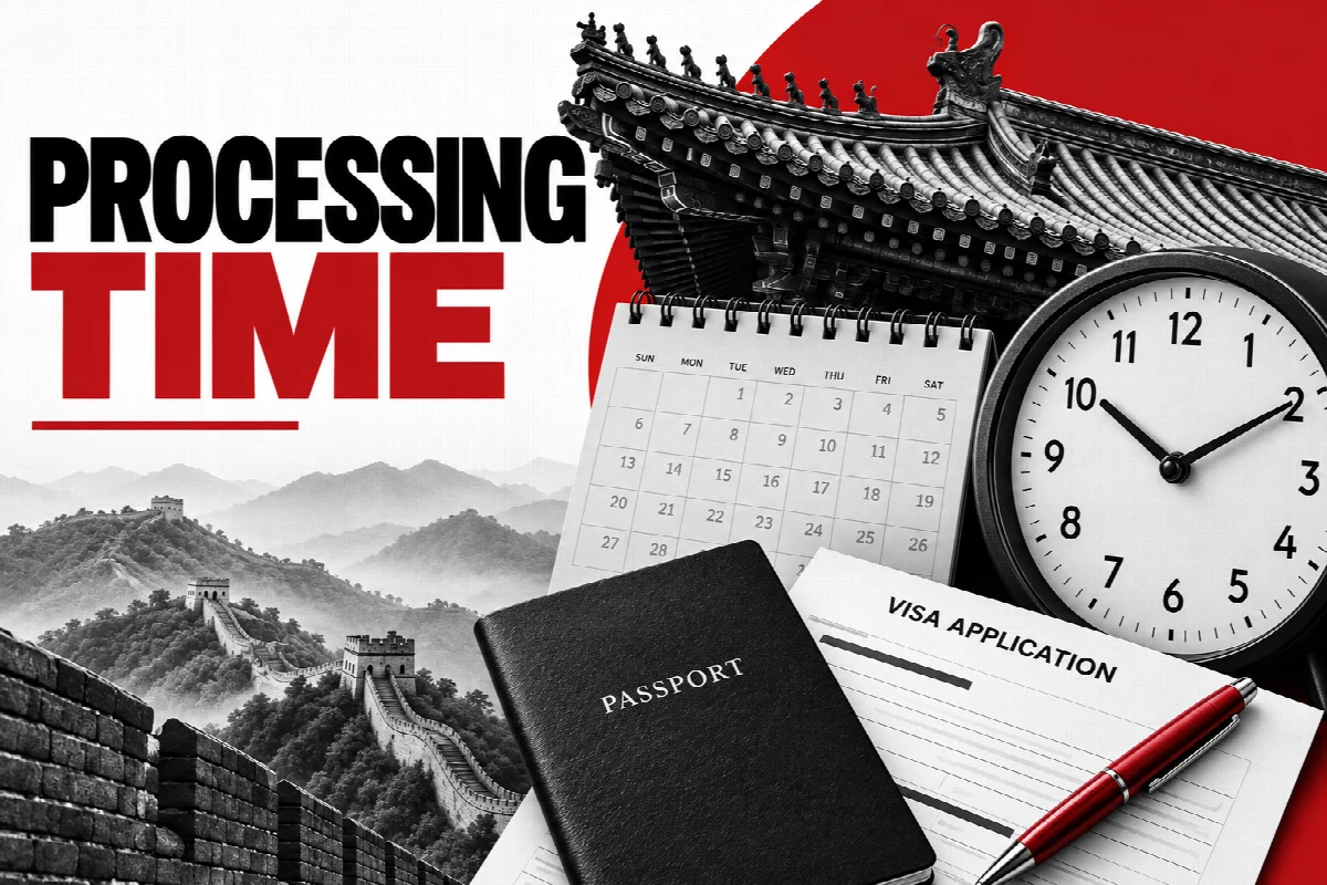 Clock and calendar with passport and application documents